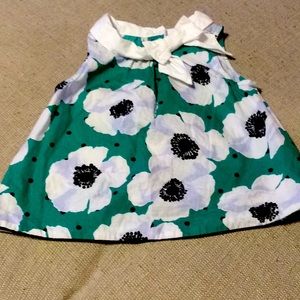 Janie and Jack 12-18mon green floral bow neck top